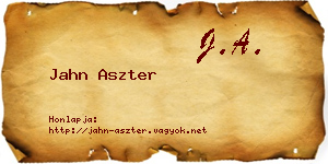 Jahn Aszter névjegykártya